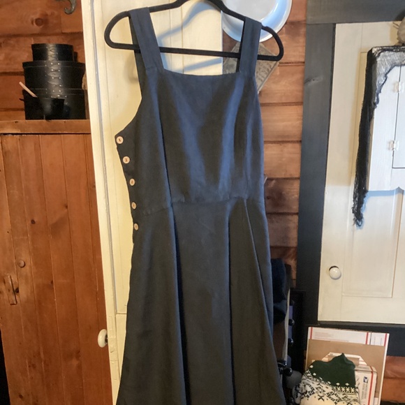 SON DE FLOR LINEN PINAFORE JUMPER STYLE DRESS - L - Picture 3 of 8